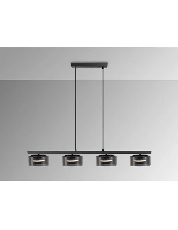 Olaia Lámpara Lineal 4 Luces Negro Smoke