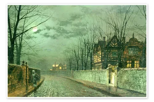 Old English House, Moonlight after Rain de John Atkinson Grimshaw Bridgeman Images