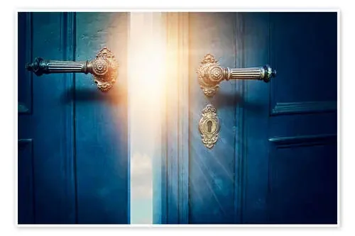 Open blue door and sunshine de Elena Schweitzer