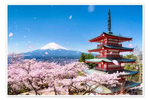 Pagoda Chureito y Monte Fuji en primavera, Fujiyoshida I de Jan Christopher Becke