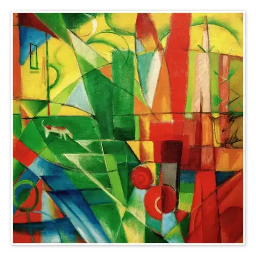 Paisaje con casa, perro y ganado. de Franz Marc akg-images