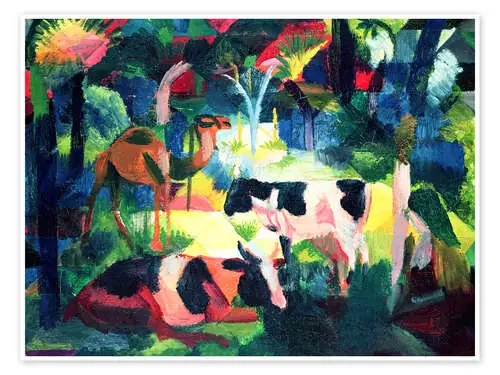 Paisaje con vacas y un camello de August Macke Bridgeman Images