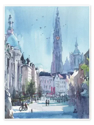 Paisaje urbano bañado en azul de Samira Yanushkova
