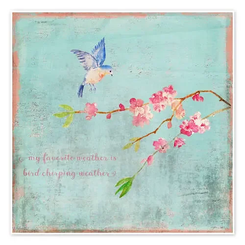 Pájaro, primavera y cerezo en flor de UtArt