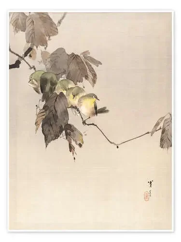 Pájaros en una rama de Watanabe Seitei Master Collection