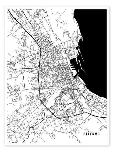 Palermo Italy Map de Main Street Maps