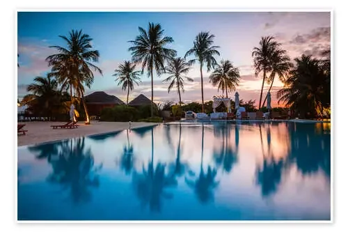 Palm trees reflection, Maldives de Matteo Colombo