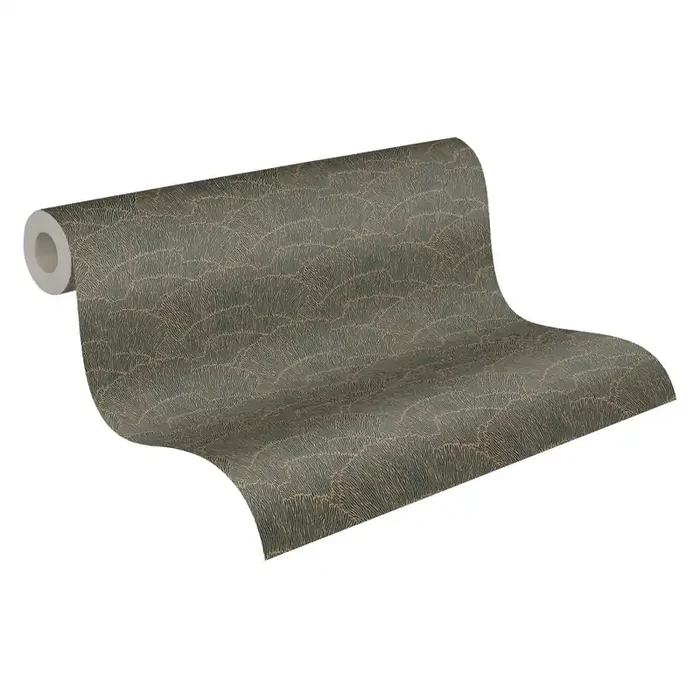 papel pintado estructura oro, verde y metálico de Livingwalls – AS-391742