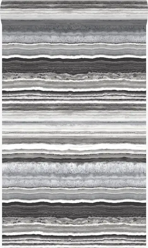 papel pintado piedra de mármol en capas negro y blanco de Origin Wallcoverings – 337238