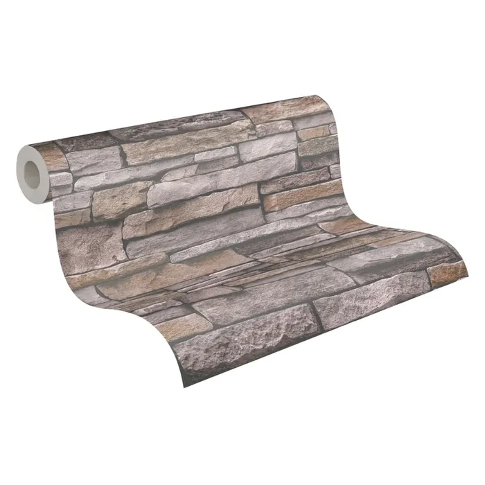 papel pintado piedra gris, marrón y beige de A.S. Création – AS-388133
