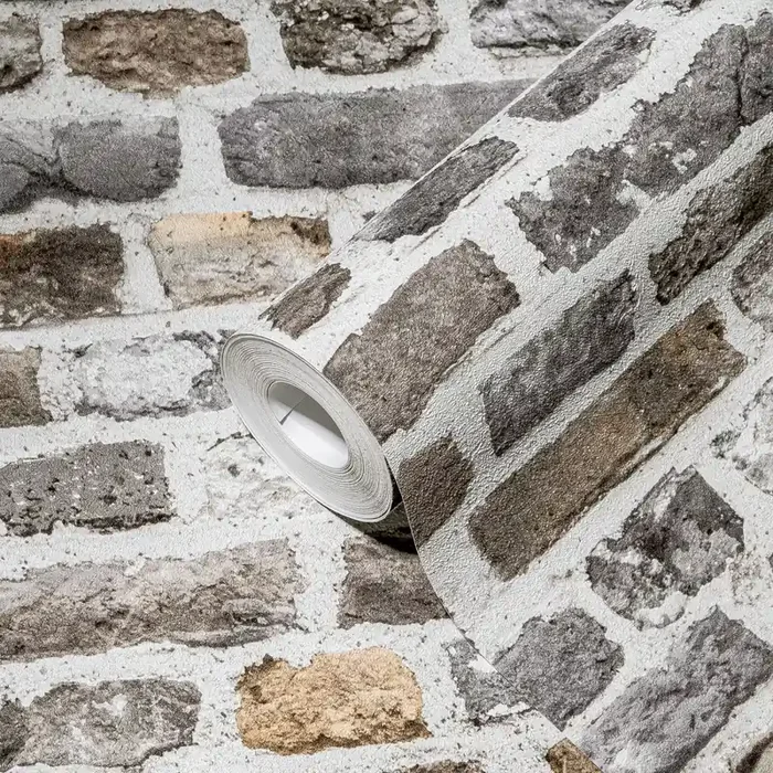 papel pintado piedra gris, marrón y blanco de A.S. Création – AS-388292