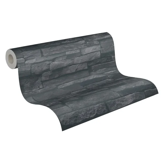 papel pintado piedra negro y gris carbón de Livingwalls – AS-388134