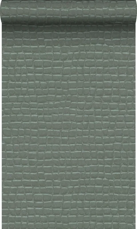 papel pintado piel de cocodrilo azul gris de Origin Wallcoverings – 347778