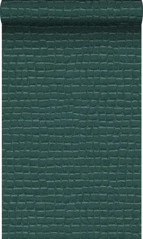 papel pintado piel de cocodrilo azul petroleo de Origin Wallcoverings – 347780