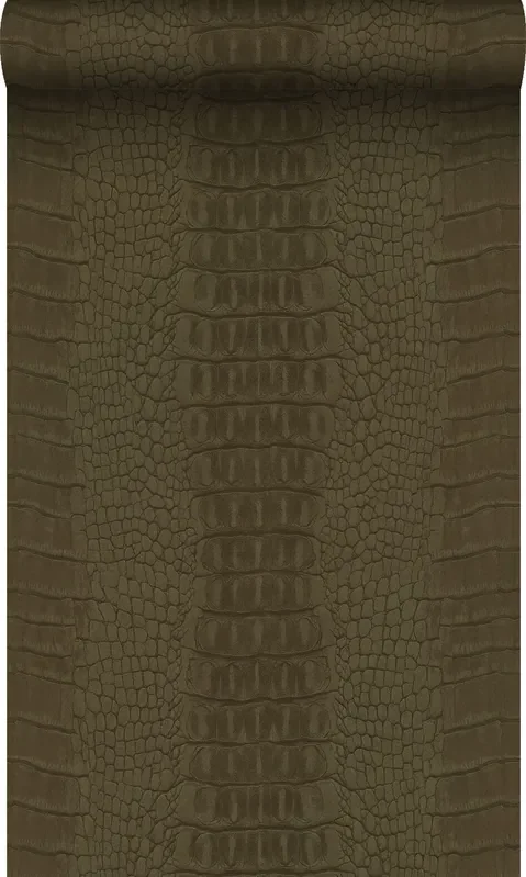 papel pintado piel de cocodrilo marrón de Origin Wallcoverings – 347775