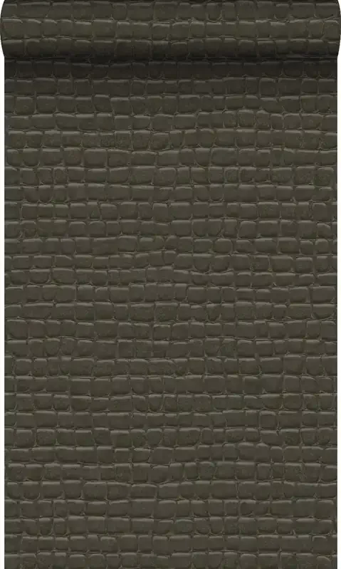 papel pintado piel de cocodrilo marrón oscuro de Origin Wallcoverings – 347782