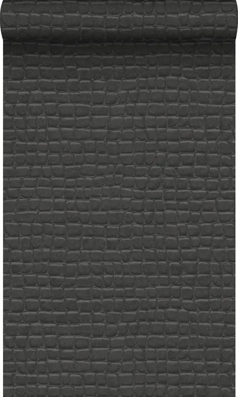 papel pintado piel de cocodrilo negro de Origin Wallcoverings – 347783