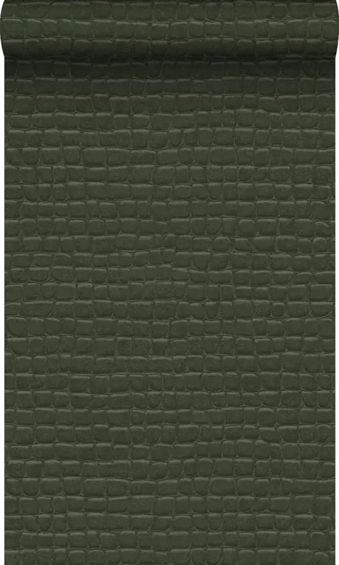 papel pintado piel de cocodrilo verde musgo de Origin Wallcoverings – 347781