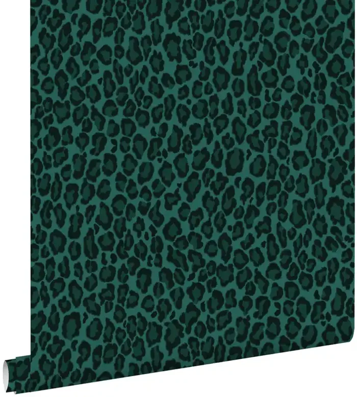 papel pintado piel de leopardo azul petroleo de ESTAhome – 139154