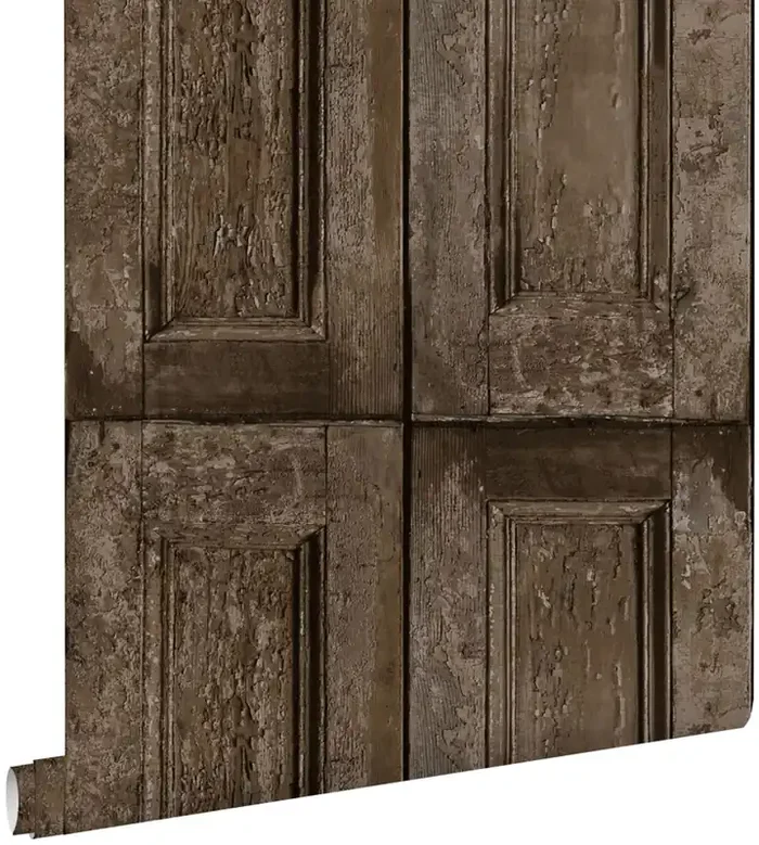 papel pintado puertas de paneles marrón oscuro de ESTAhome – 138211