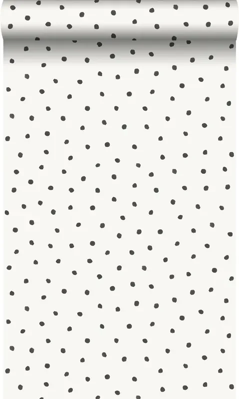 papel pintado puntos blanco brillante y negro de Origin Wallcoverings – 347699