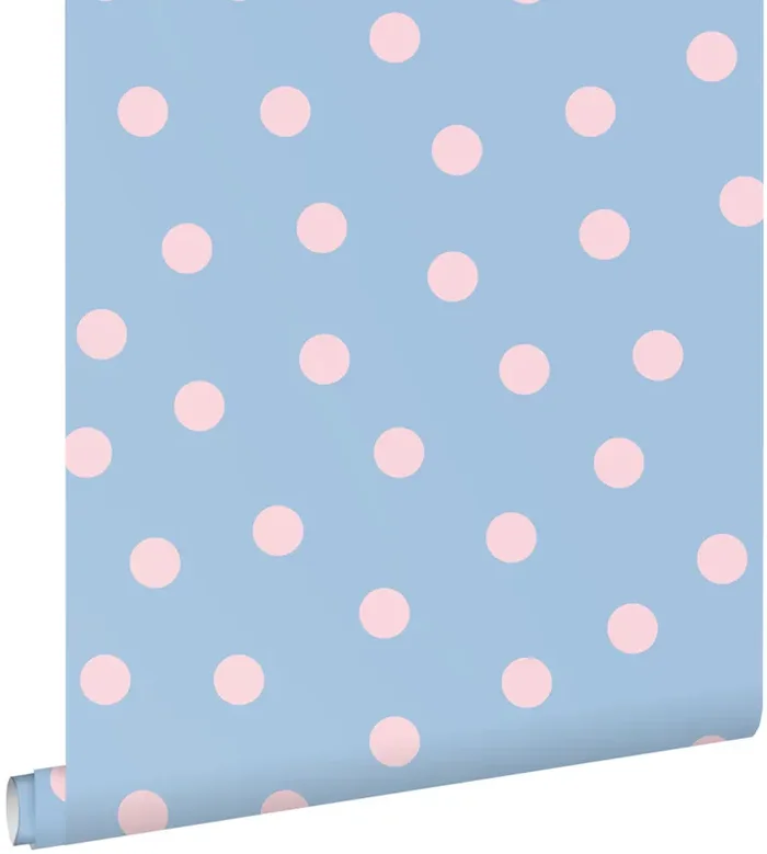 papel pintado puntos lunares azul y rosa de ESTAhome – 131577