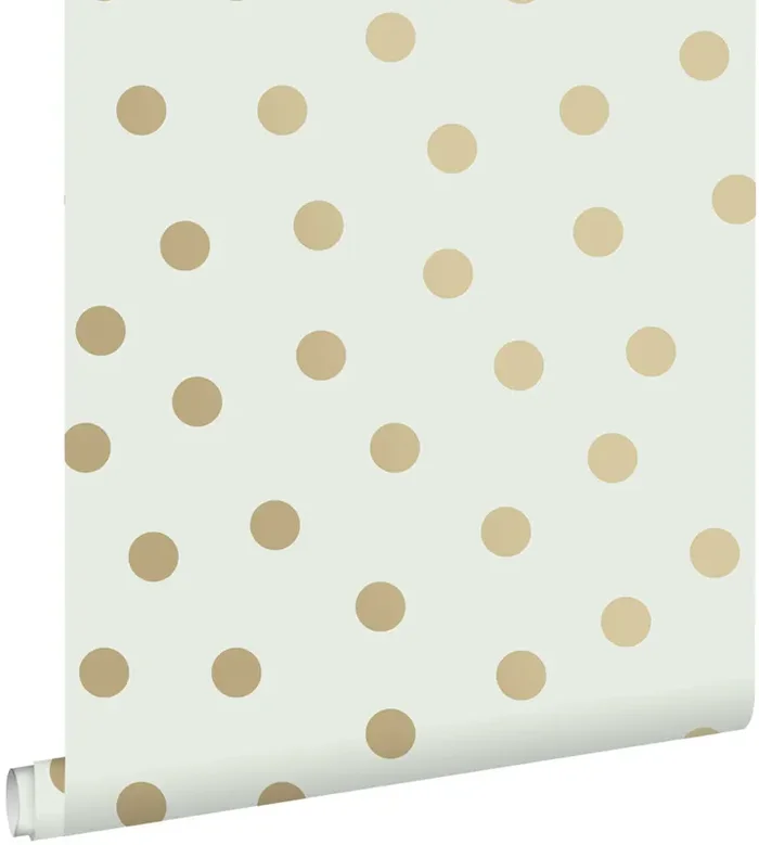 papel pintado puntos lunares blanquecino y oro de ESTAhome – 139243