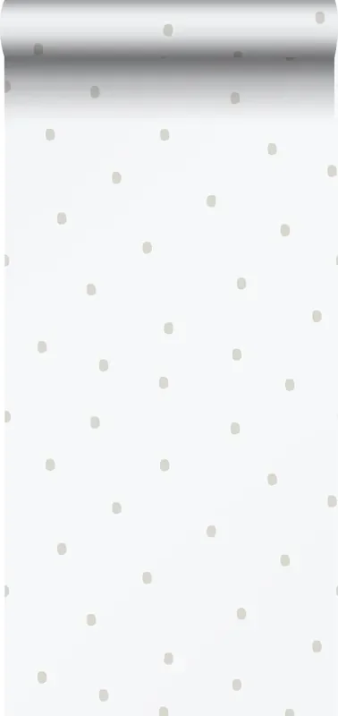 papel pintado puntos lunares gris claro y blanco de Sanders & Sanders – 640649