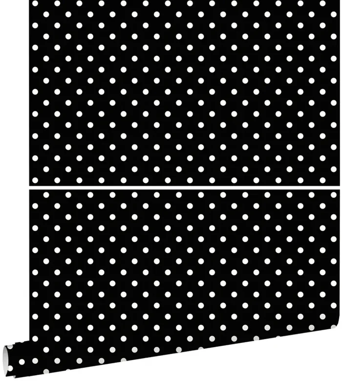papel pintado puntos lunares negro y blanco de ESTAhome – 138501