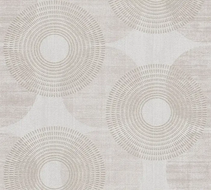 papel pintado puntos lunares polka dots beige y gris de A.S. Création – AS-378323