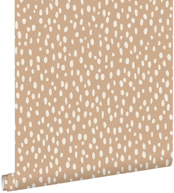 papel pintado puntos lunares rojo barro cocido clara de ESTAhome – 139555