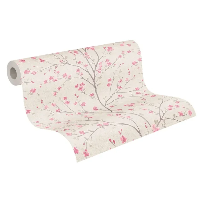 papel pintado ramas en flor blanquecino y rosa de Livingwalls – AS-379121