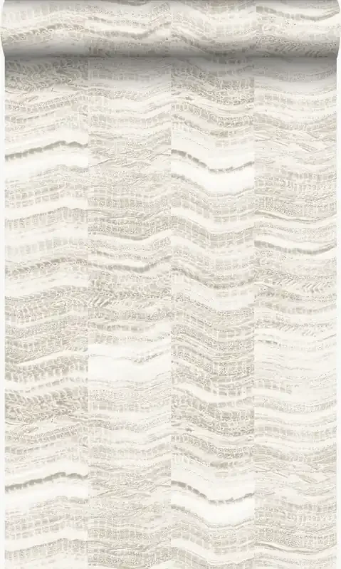 papel pintado Raya chevron zigzag en pedazos de mármol en capas. beige de Origin Wallcoverings – 337245