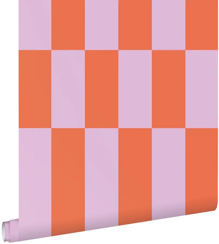papel pintado raya morado lila y rojo coral de ESTAhome – 130920