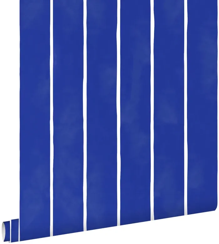 papel pintado rayado azul y blanco de ESTAhome – 131312