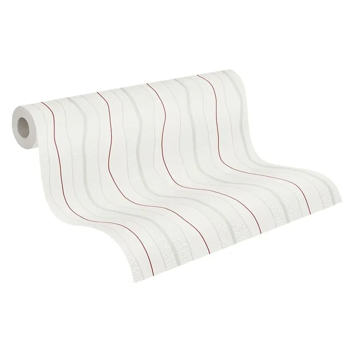 papel pintado rayado beige crema y rojo de A.S. Création – AS-249531