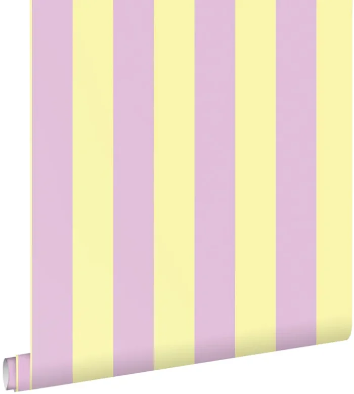 papel pintado rayas amarillo pastel claro y morado lila de ESTAhome – 139912