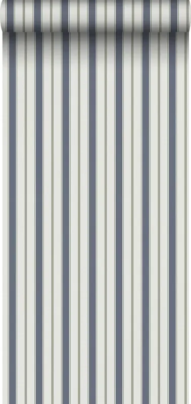 papel pintado rayas azul oscuro y gris de Sanders & Sanders – 640698