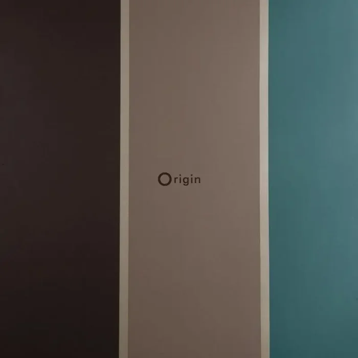 papel pintado rayas azul petroleo y marrón de Origin Wallcoverings – 307120