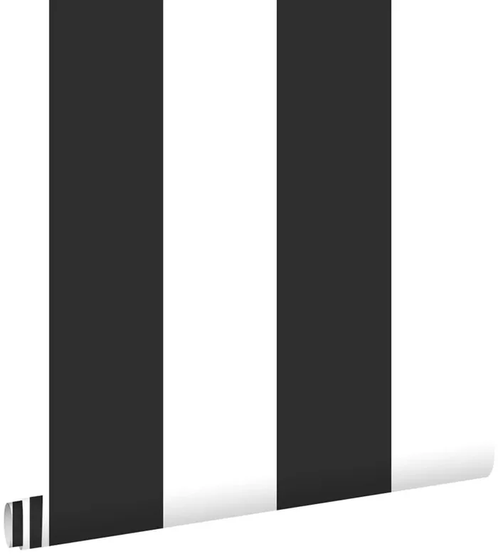 papel pintado rayas blanco y negro de ESTAhome – 139111
