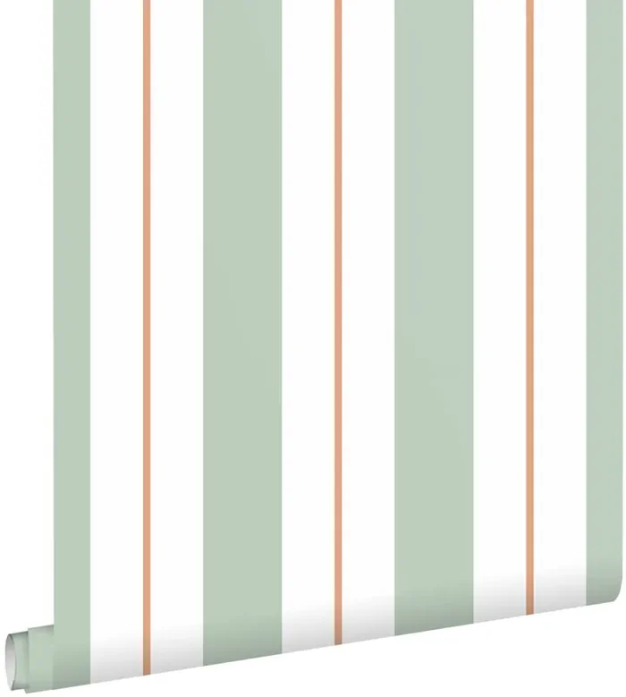 papel pintado rayas menta verde y rojo barro cocido de ESTAhome – 131476