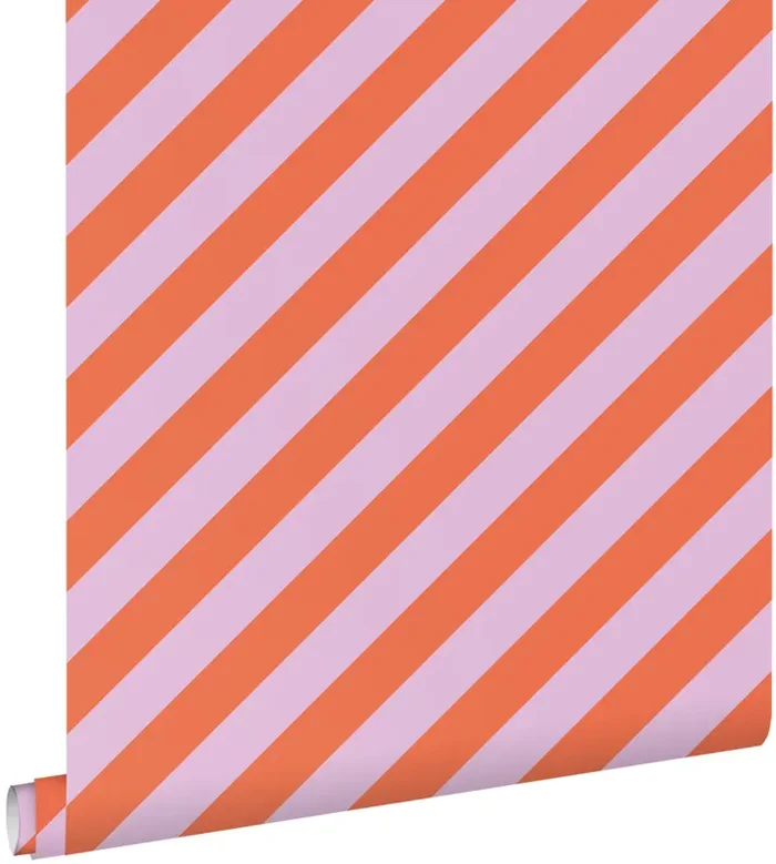 papel pintado rayas morado lila y naranja de ESTAhome – 139956