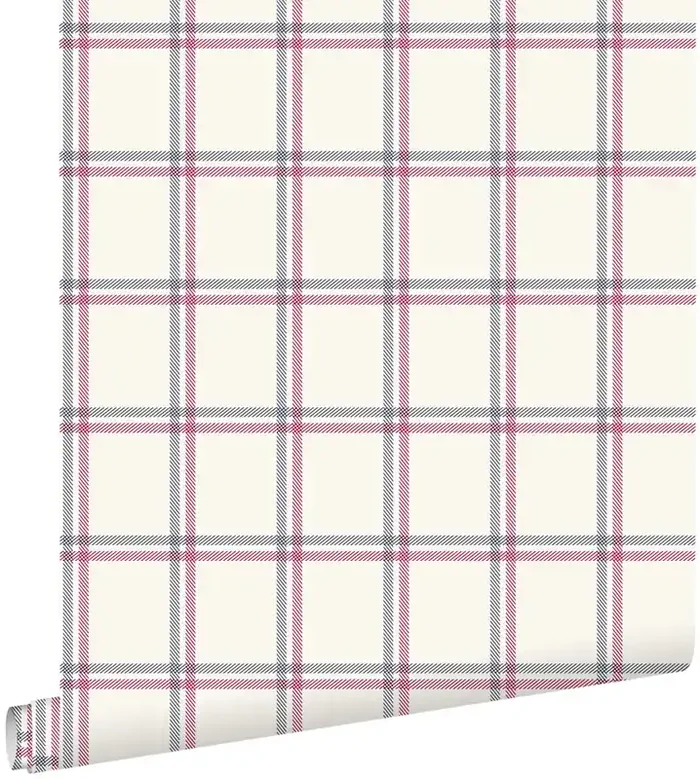 papel pintado rombo azul marino y rojo de ESTAhome – 136436