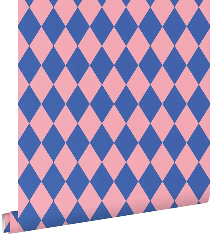 papel pintado rombo azul y rosa de ESTAhome – 131601