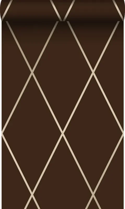 papel pintado rombo marrón mate y bronce brillante de Origin Wallcoverings – 345717