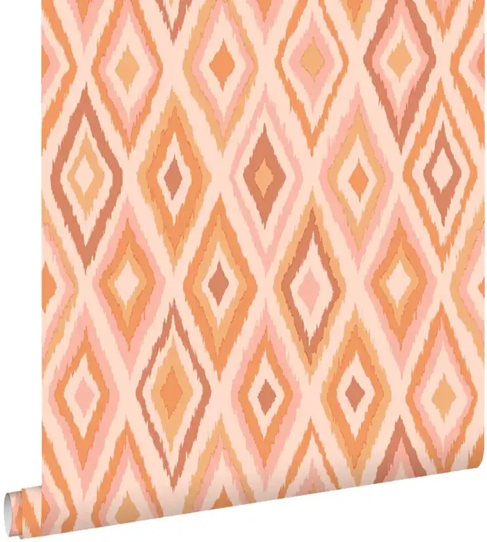 papel pintado rombo rosa y naranja de ESTAhome – 131689