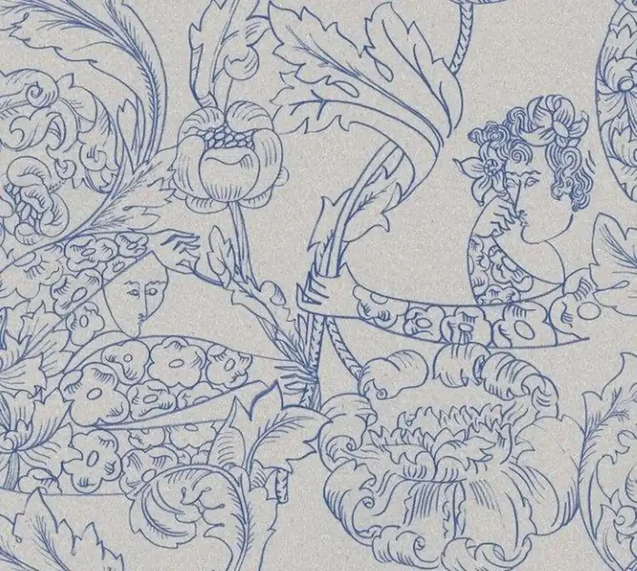 papel pintado siluetas humanas azul agrisado de Borastapeter – 660804