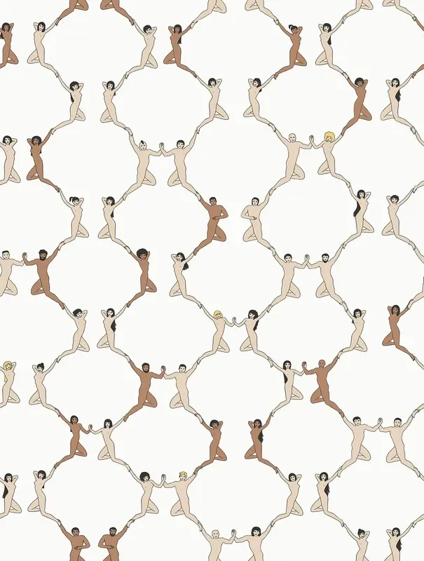 papel pintado siluetas humanas marrón y blanco de Walls4You – 640338