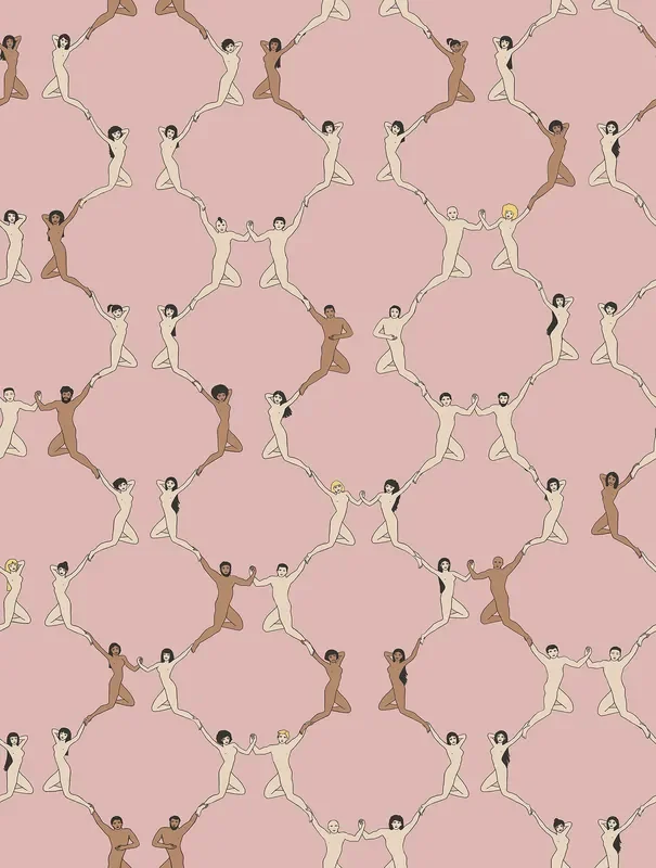 papel pintado siluetas humanas rosa y marrón de Walls4You – 640340