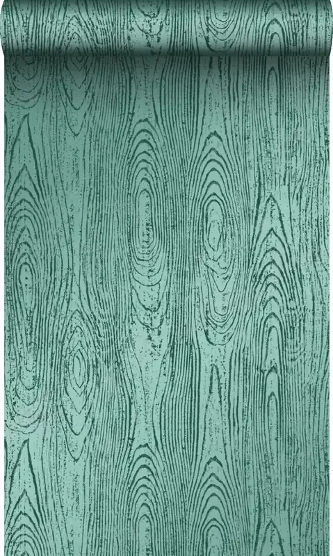papel pintado tablas de madera con grano de madera verde esmeralda de Origin Wallcoverings – 347557